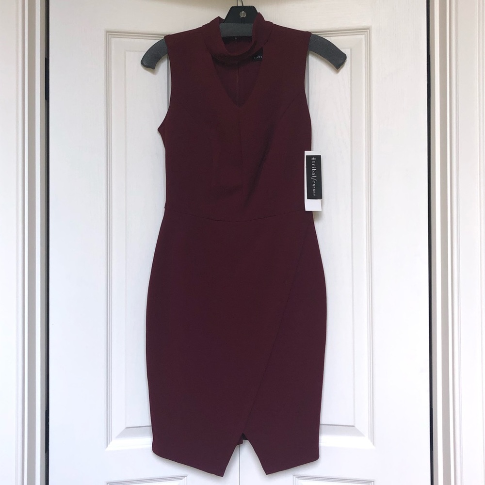 Tribal Femme Pencil Dress Dark Wine